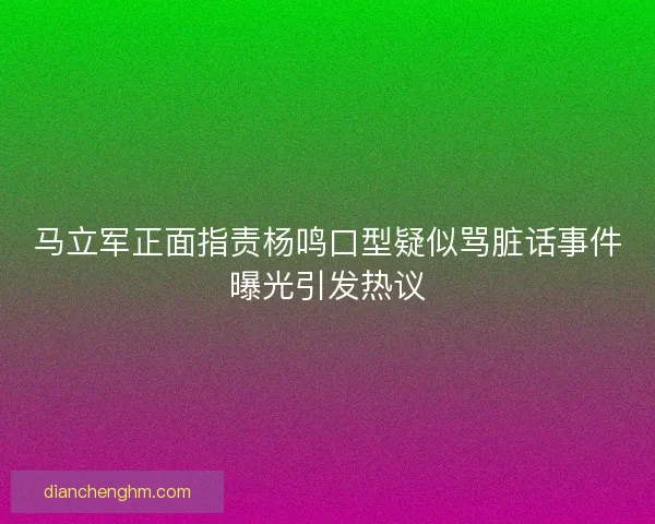 马立军正面指责杨鸣口型疑似骂脏话事件曝光引发热议