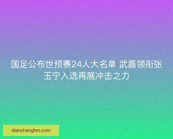 国足公布世预赛24人大名单 武磊领衔张玉宁入选再展冲击之力